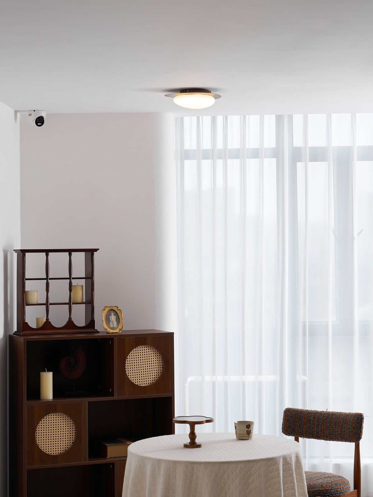 Compact LED Ceiling Lamp 12W Wooden Flush Mount
