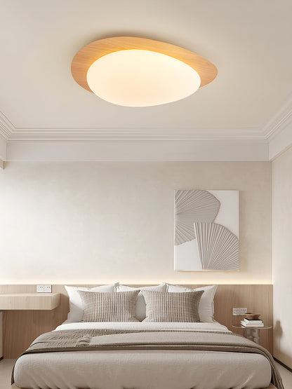 Compact LED Ceiling Lamp 12W Wooden Flush Mount