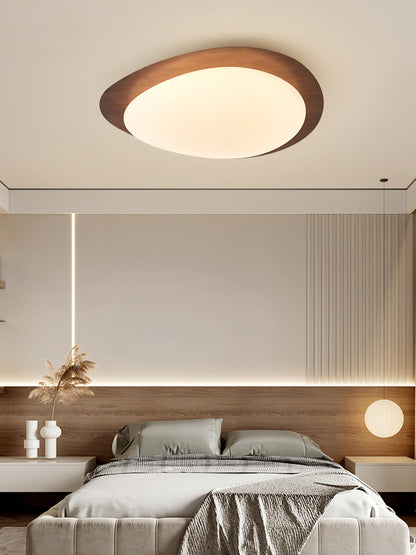 Compact LED Ceiling Lamp 12W Wooden Flush Mount