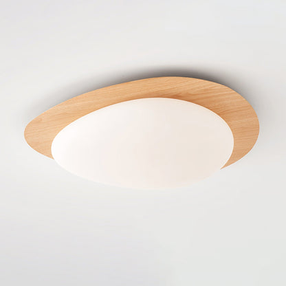 Compact LED Ceiling Lamp 12W Wooden Flush Mount
