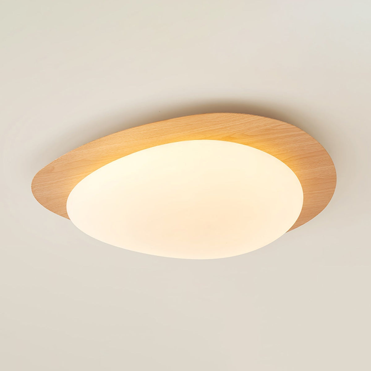 Compact LED Ceiling Lamp 12W Wooden Flush Mount