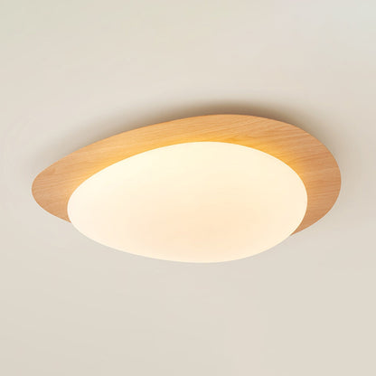 Compact LED Ceiling Lamp 12W Wooden Flush Mount