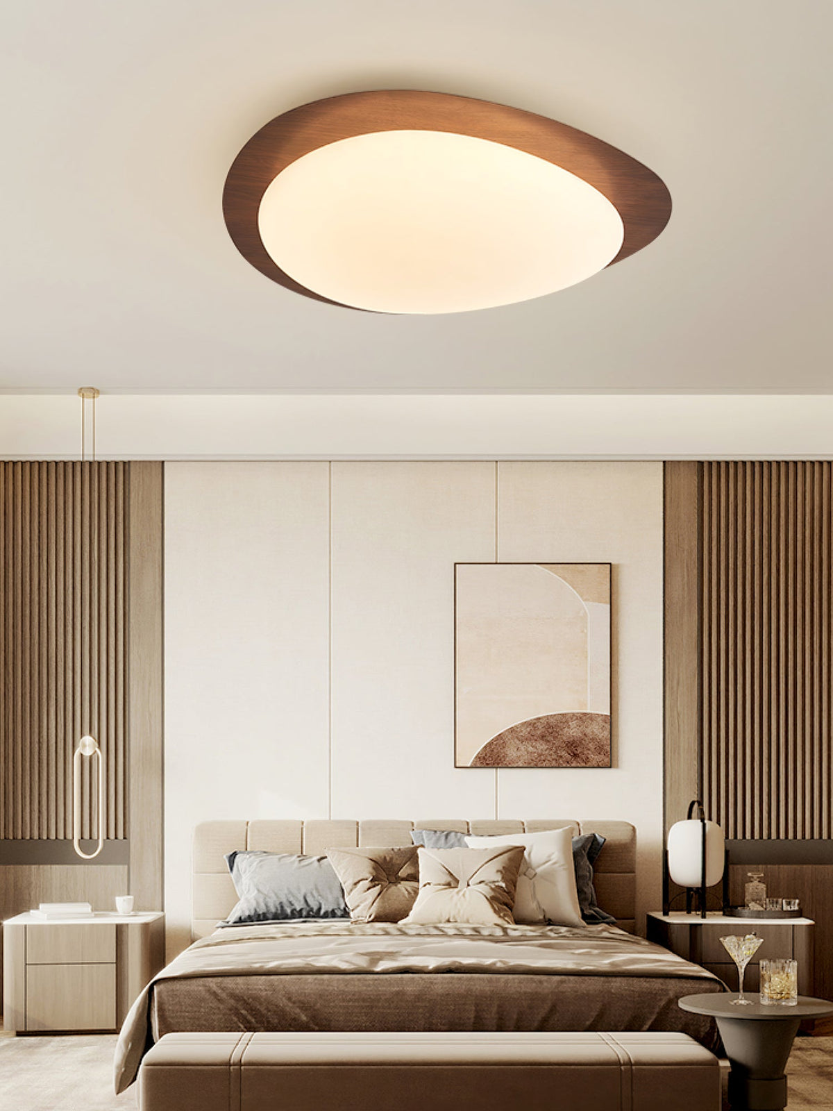 Compact LED Ceiling Lamp 12W Wooden Flush Mount