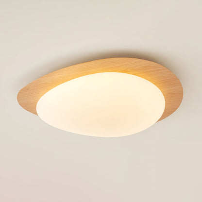 Compact LED Ceiling Lamp 12W Wooden Flush Mount