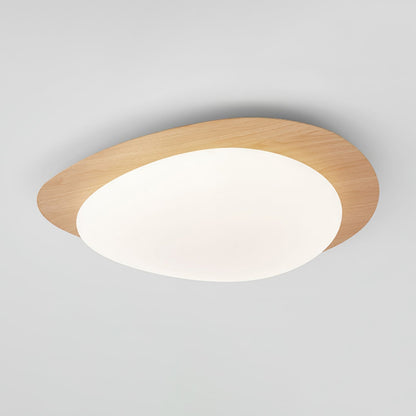 Compact LED Ceiling Lamp 12W Wooden Flush Mount