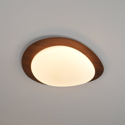 Compact LED Ceiling Lamp 12W Wooden Flush Mount