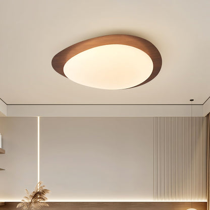 Compact LED Ceiling Lamp 12W Wooden Flush Mount