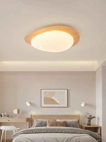 Compact LED Ceiling Lamp 12W Wooden Flush Mount
