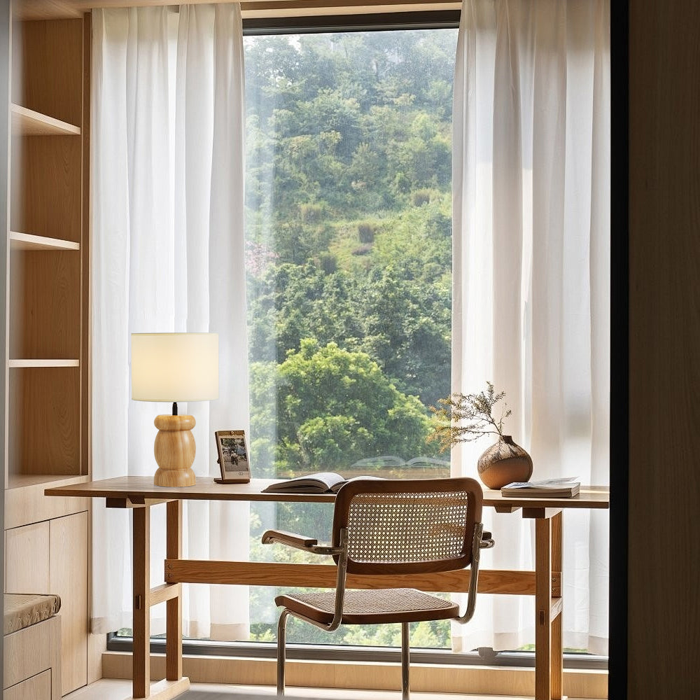 Natural Wood Desk Table Lamp