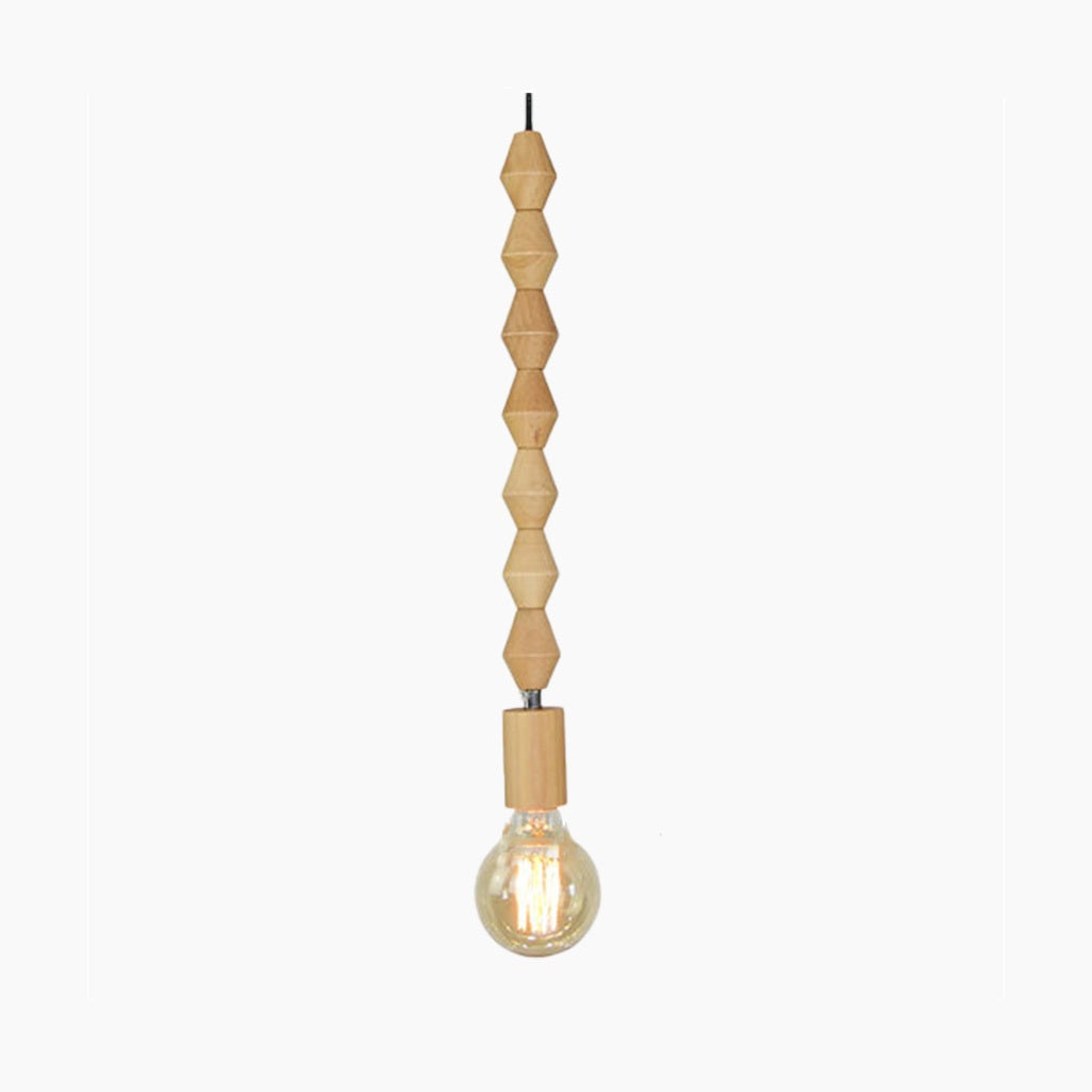 Rustic Wooden Bead Pendant Light Fixture