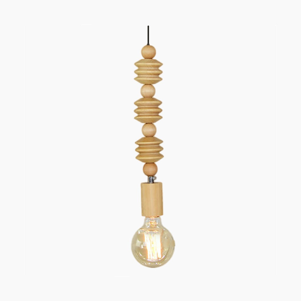 Rustic Wooden Bead Pendant Light Fixture - Cofik
