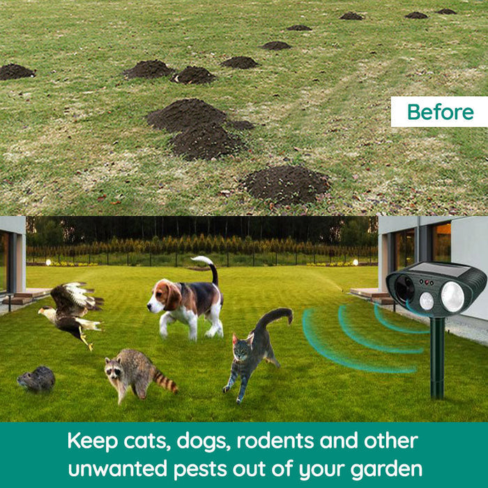 Solar Powered Animal Repellent Ultrasonic Pest Deterrent