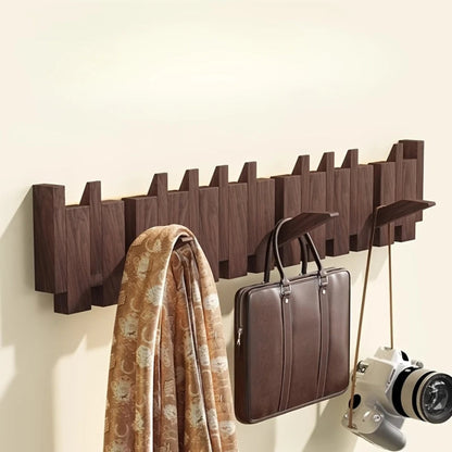 Space Saving Wooden Wall Mount Flip Hook Rack