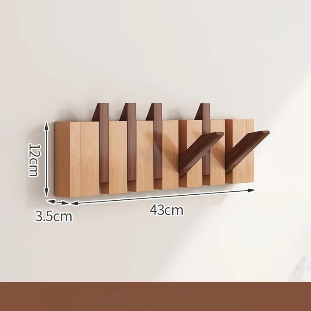 Space Saving Wooden Wall Mount Flip Hook Rack