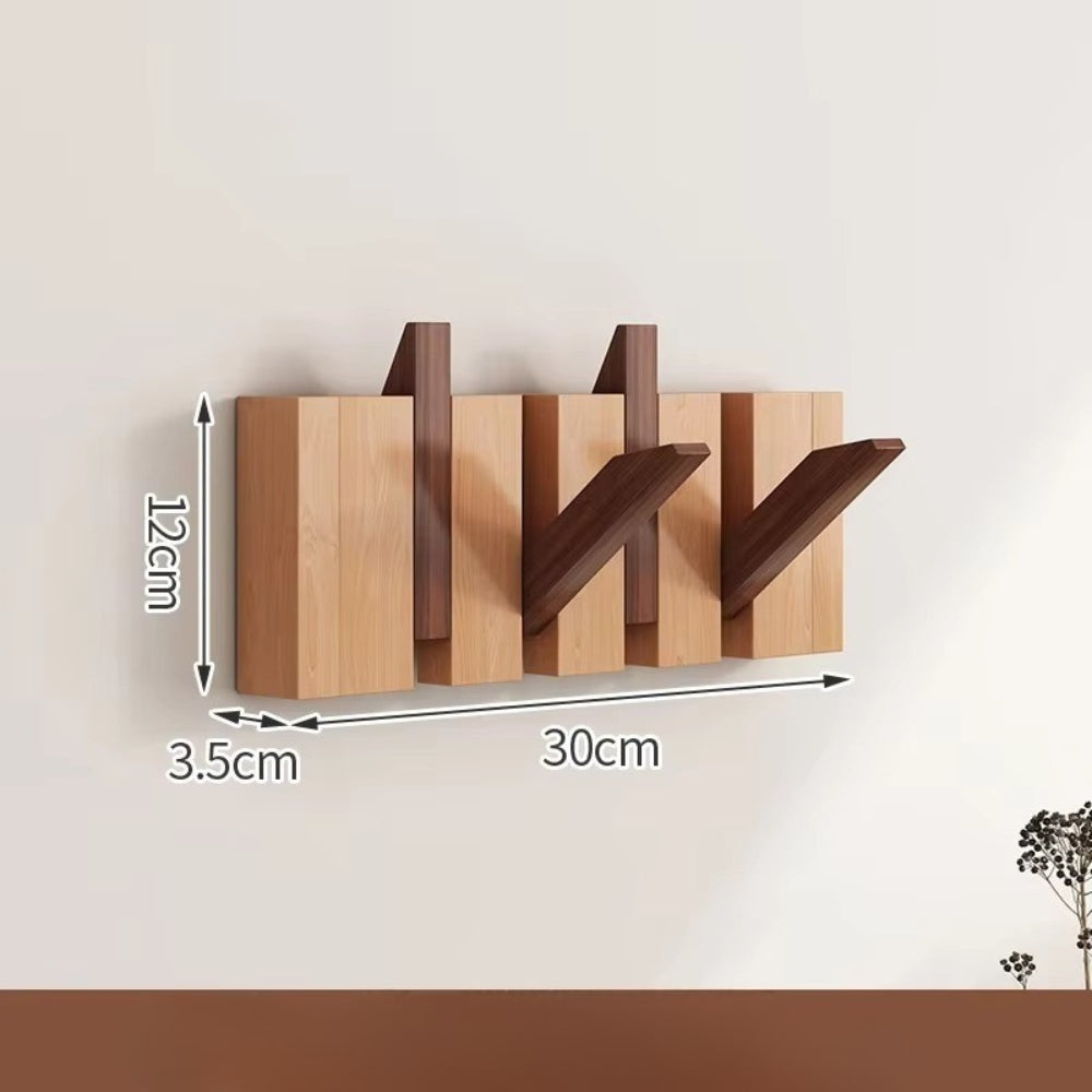 Space Saving Wooden Wall Mount Flip Hook Rack