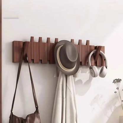 Space Saving Wooden Wall Mount Flip Hook Rack