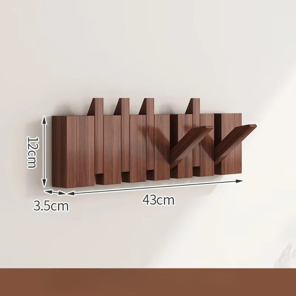 Space Saving Wooden Wall Mount Flip Hook Rack
