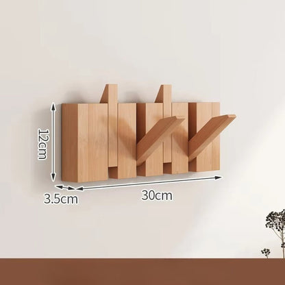 Space Saving Wooden Wall Mount Flip Hook Rack - Cofik