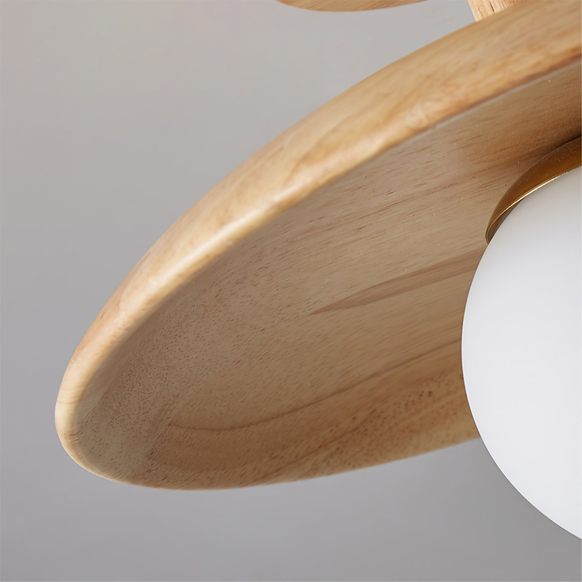 Classic Wooden Pendant Light with White Glass Shade