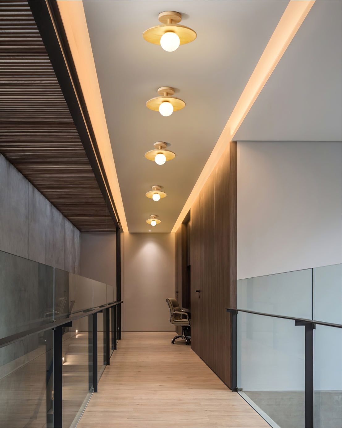 Classic Wooden Pendant Light with White Glass Shade