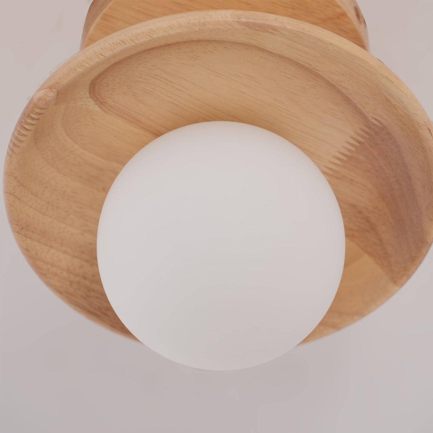 Classic Wooden Pendant Light with White Glass Shade