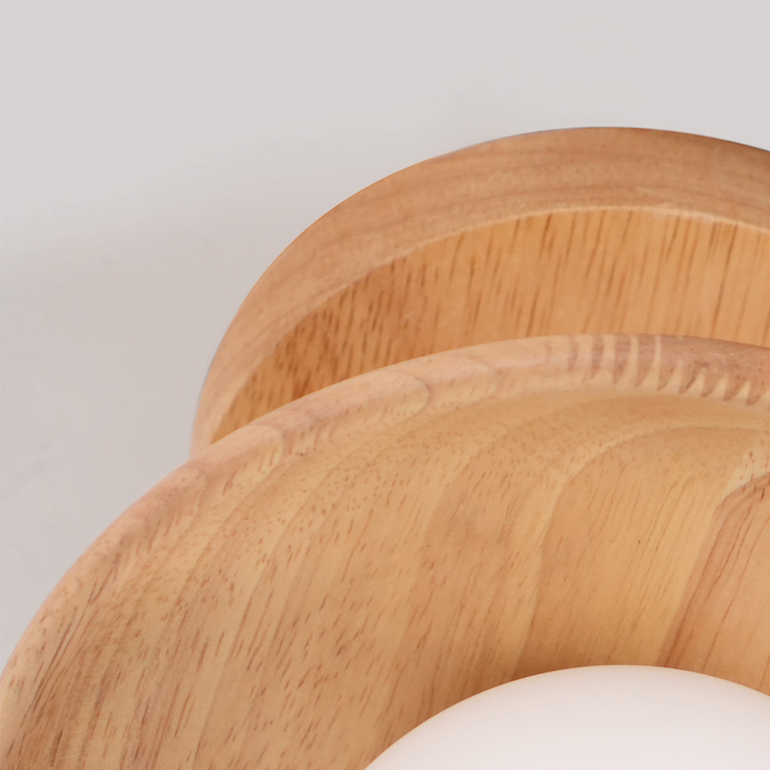 Classic Wooden Pendant Light with White Glass Shade