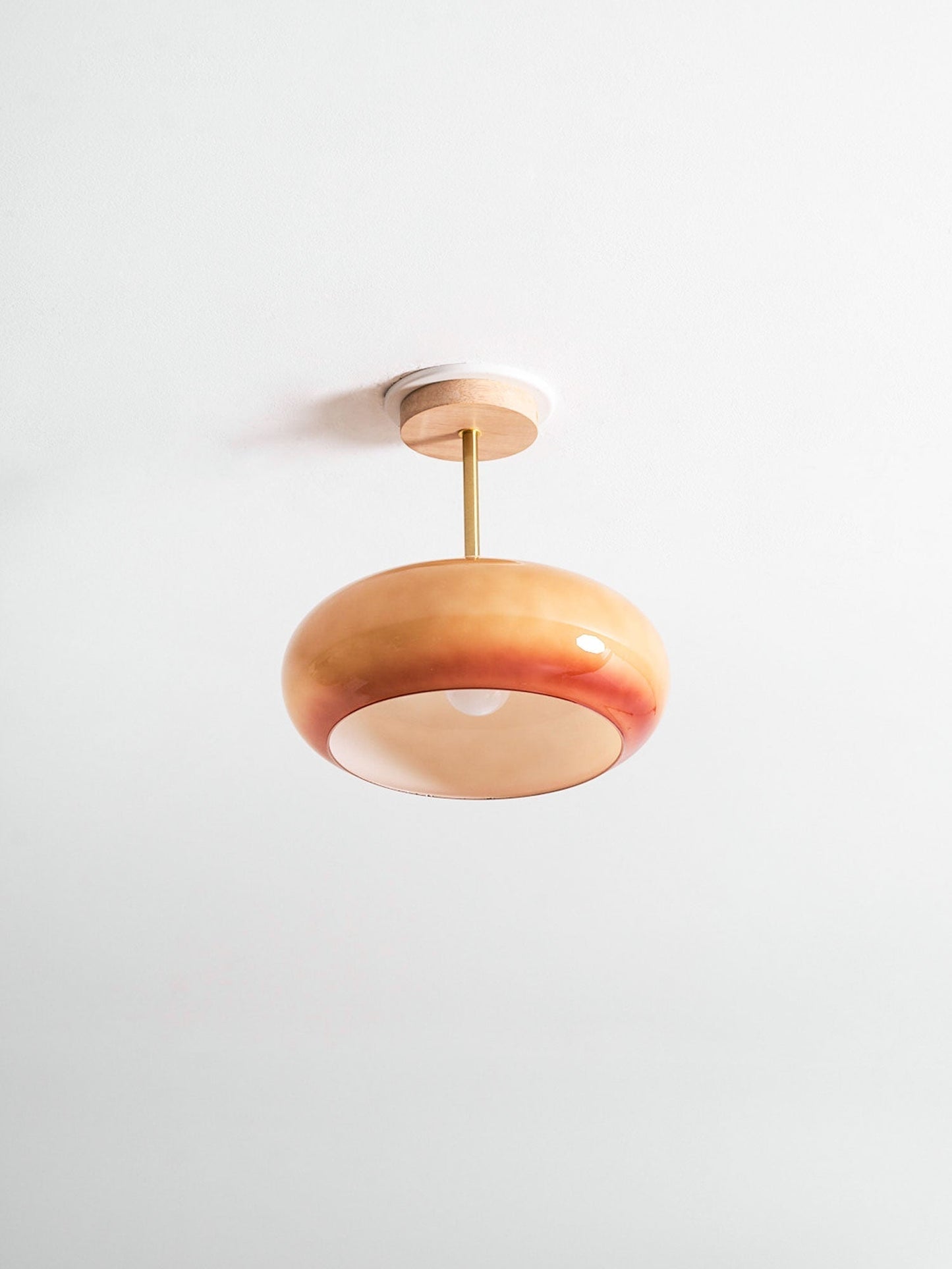 Warm Wooden Glass Pendant Light Fixture