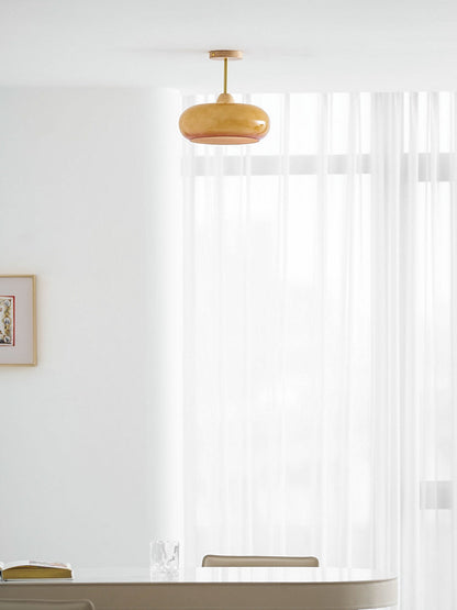 Warm Wooden Glass Pendant Light Fixture