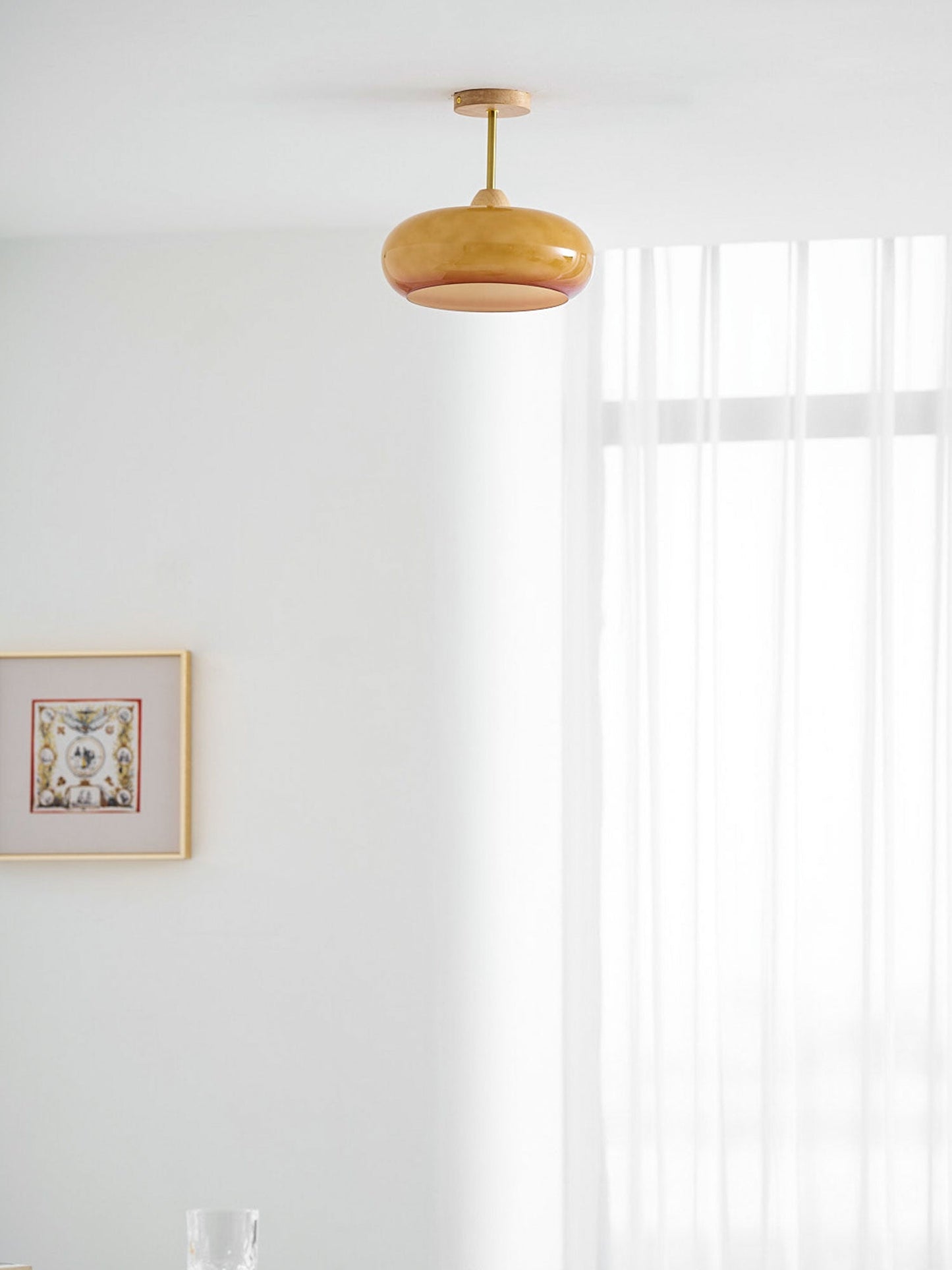 Warm Wooden Glass Pendant Light Fixture
