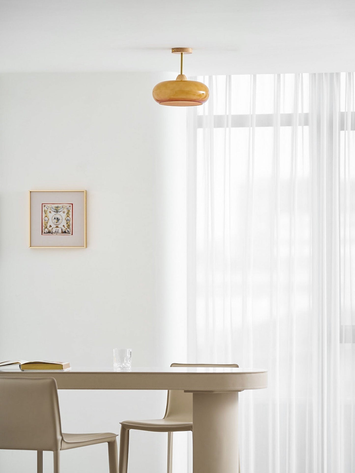 Warm Wooden Glass Pendant Light Fixture