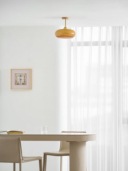 Warm Wooden Glass Pendant Light Fixture