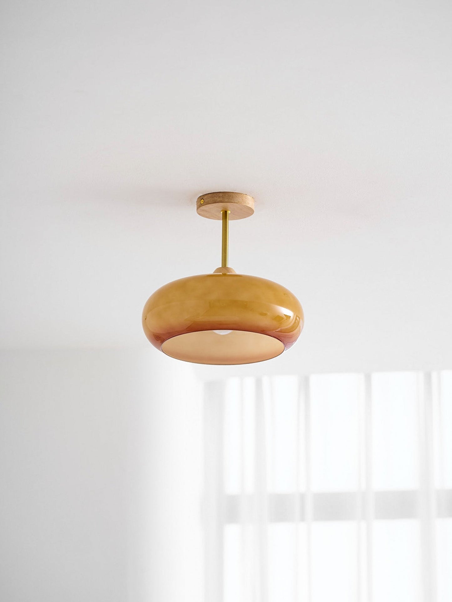 Warm Wooden Glass Pendant Light Fixture