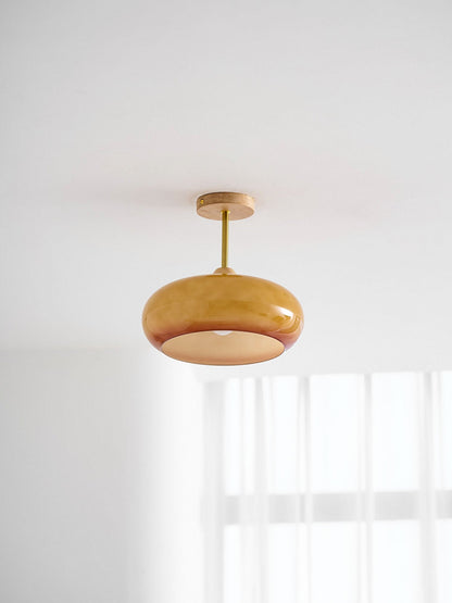 Warm Wooden Glass Pendant Light Fixture