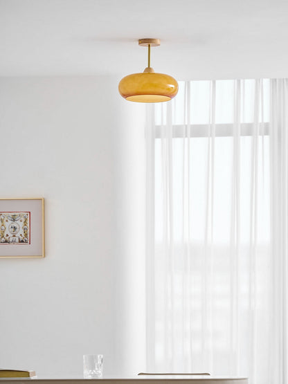 Warm Wooden Glass Pendant Light Fixture