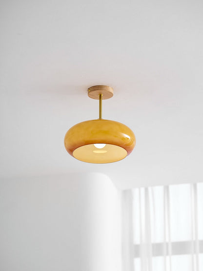 Warm Wooden Glass Pendant Light Fixture