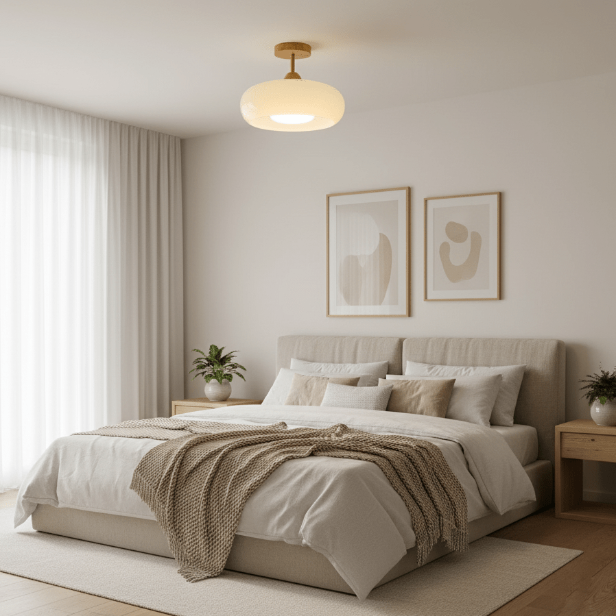 Warm Wooden Glass Pendant Light Fixture