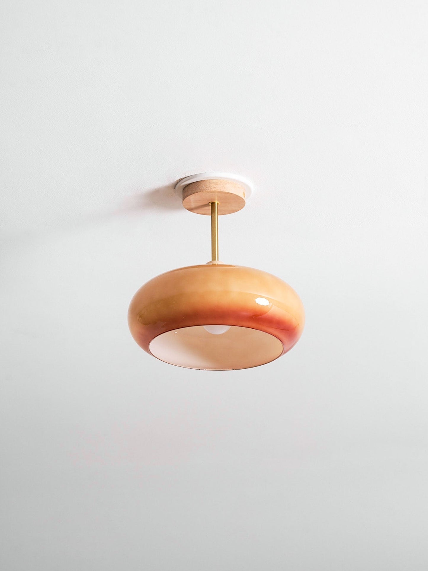 Warm Wooden Glass Pendant Light Fixture