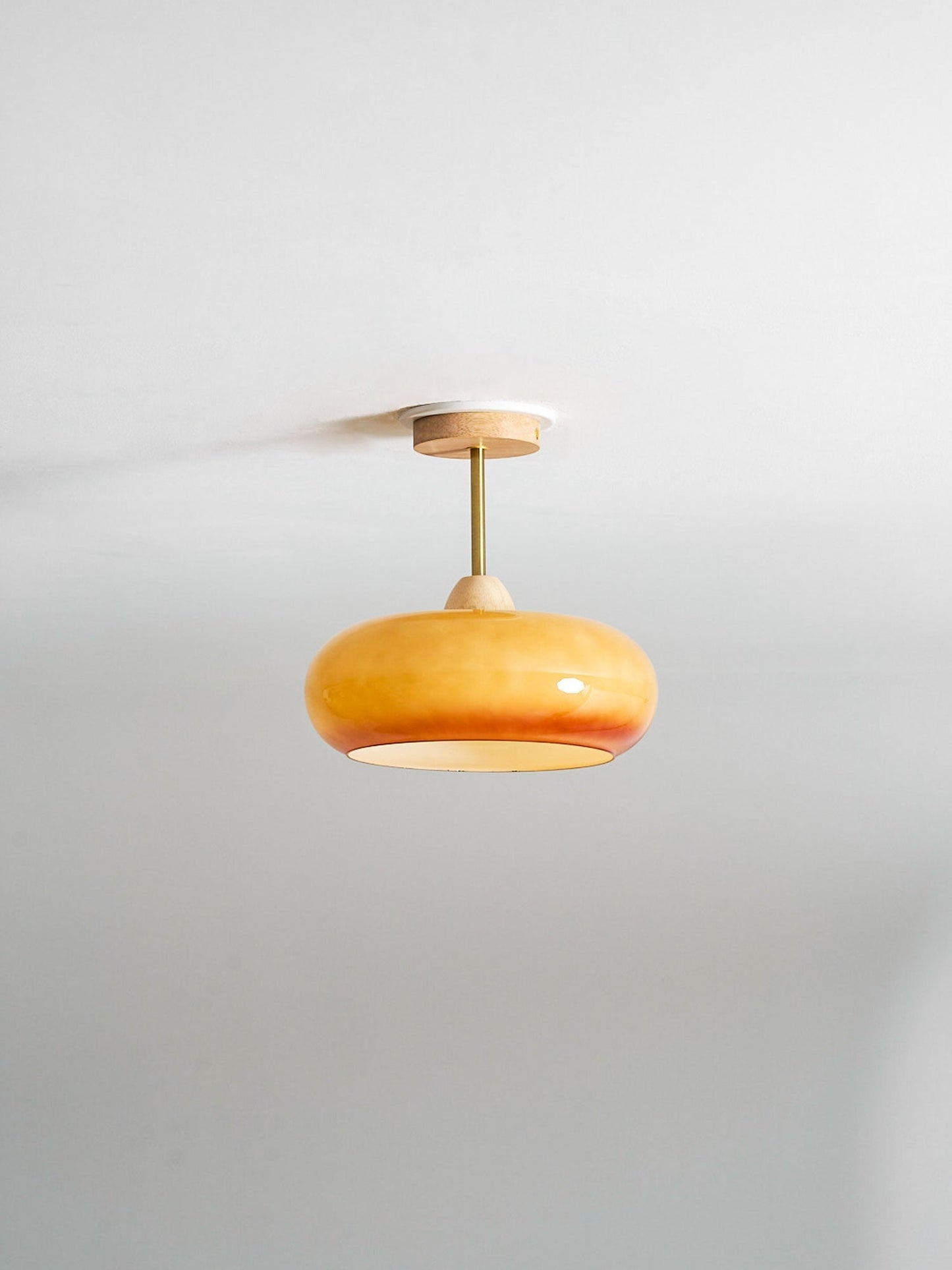 Warm Wooden Glass Pendant Light Fixture