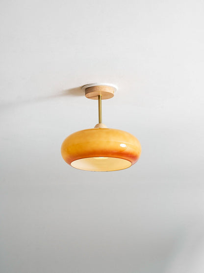 Warm Wooden Glass Pendant Light Fixture