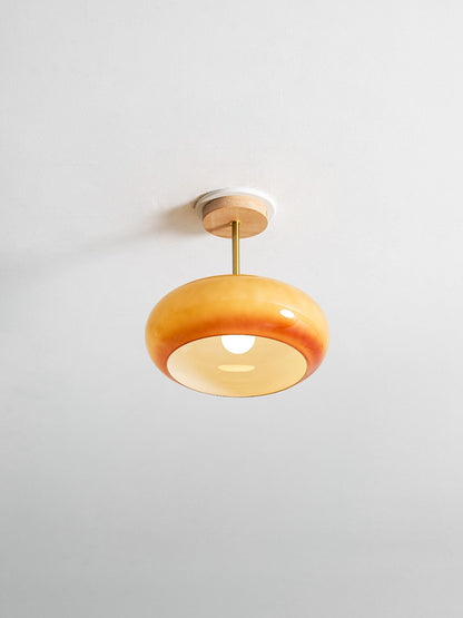 Warm Wooden Glass Pendant Light Fixture