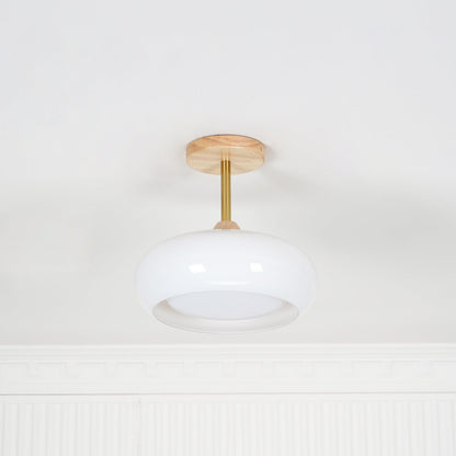 Warm Wooden Glass Pendant Light Fixture