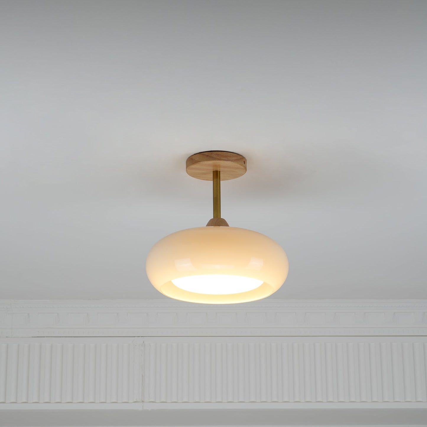 Warm Wooden Glass Pendant Light Fixture
