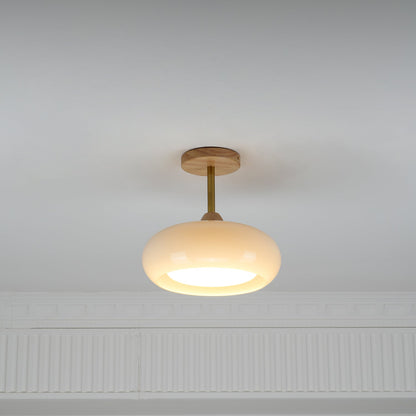Warm Wooden Glass Pendant Light Fixture