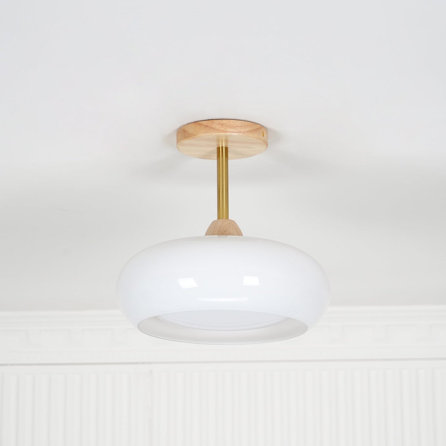Warm Wooden Glass Pendant Light Fixture