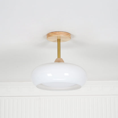 Warm Wooden Glass Pendant Light Fixture