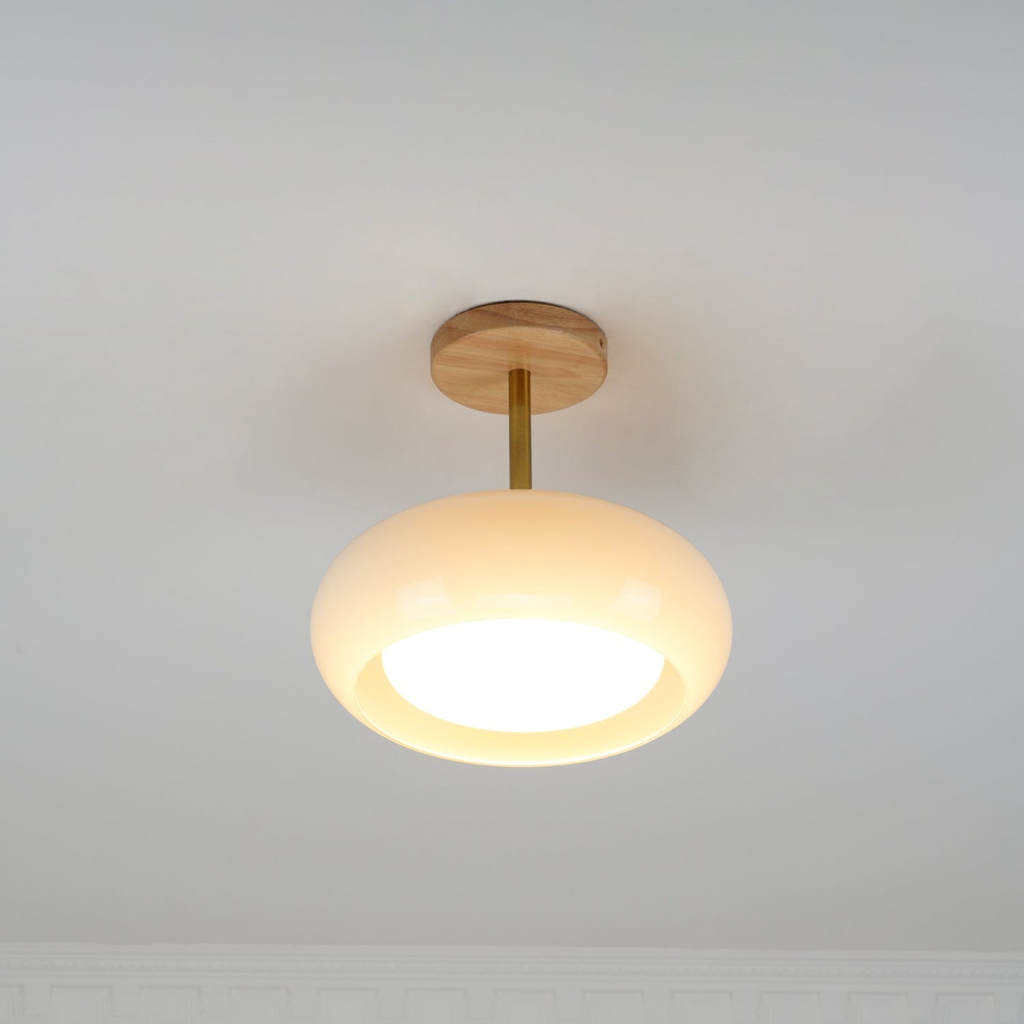 Warm Wooden Glass Pendant Light Fixture