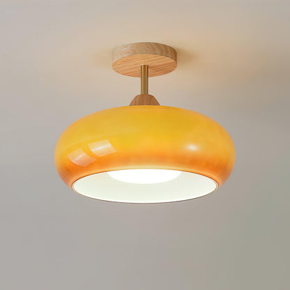 Warm Wooden Glass Pendant Light Fixture