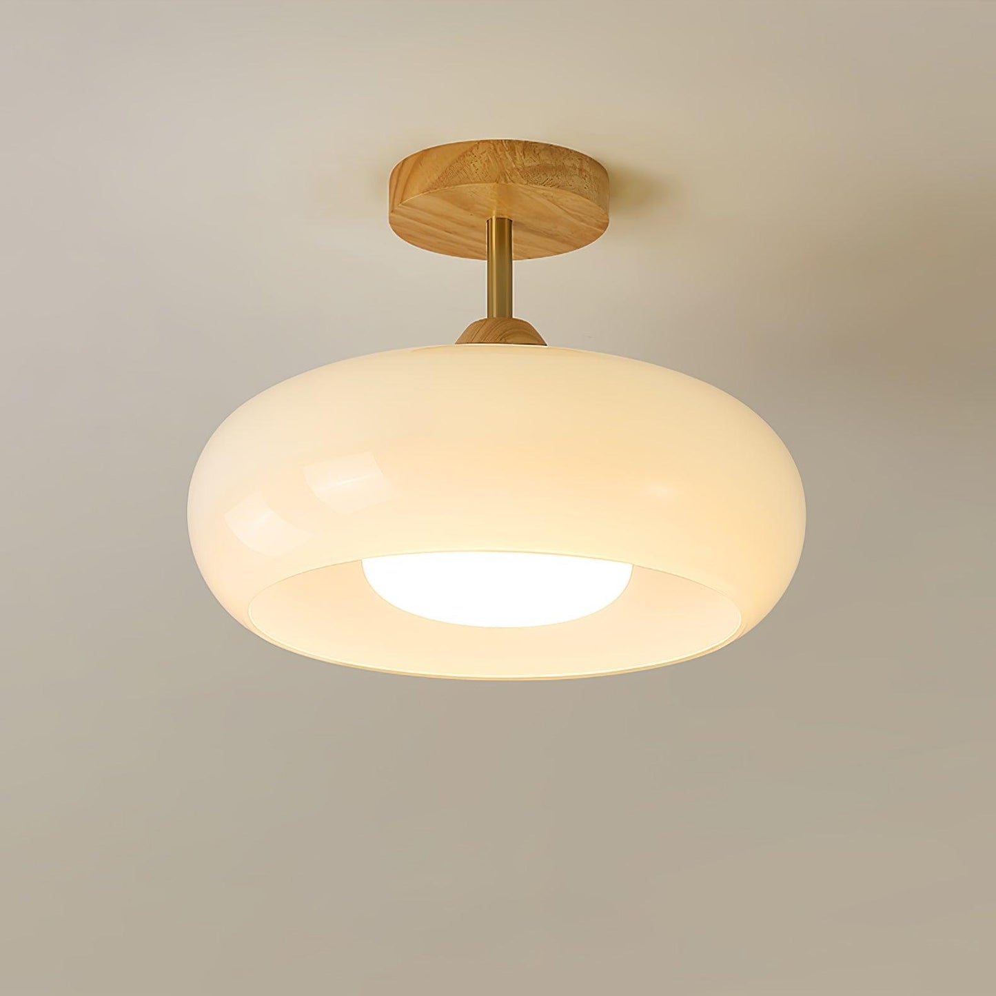Warm Wooden Glass Pendant Light Fixture