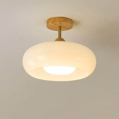 Warm Wooden Glass Pendant Light Fixture