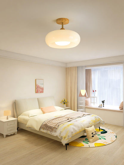 Warm Wooden Glass Pendant Light Fixture